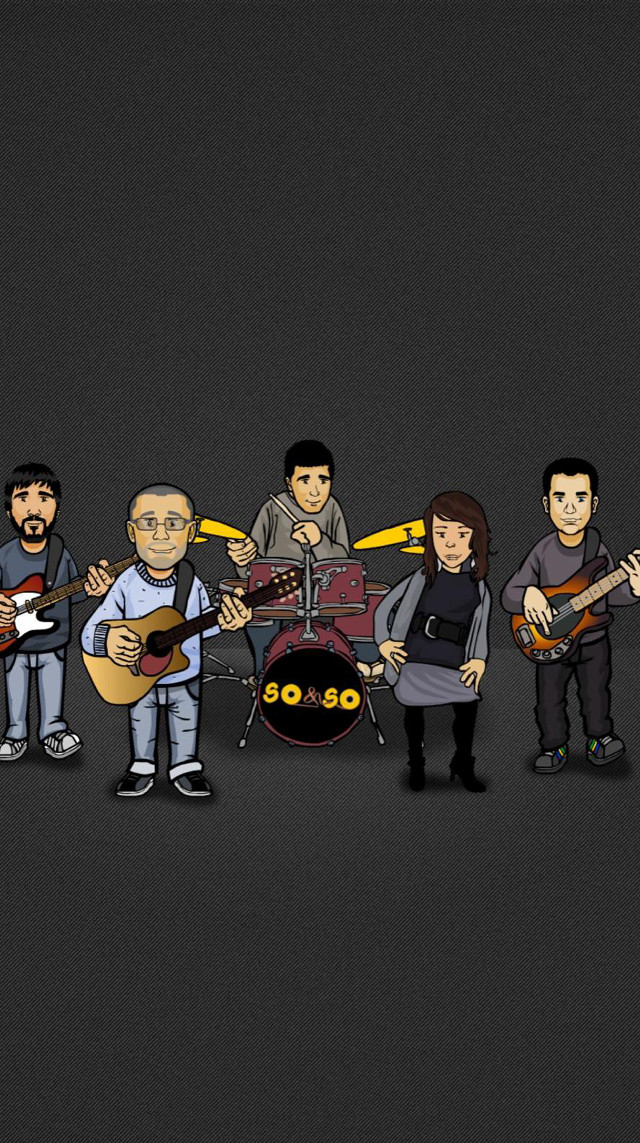 Group people guitars standing holding free wallpaper for mobile - medium preview image