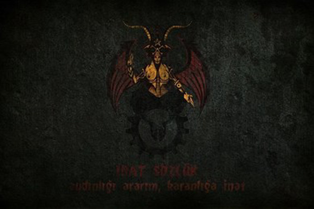 Dark demon red black logo free wallpaper for desktop - medium preview image