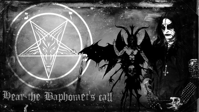 Demon pentagram black white photo free wallpaper for desktop - medium preview image
