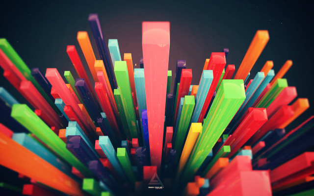 Colorful abstract building black background free wallpaper for desktop - medium preview image