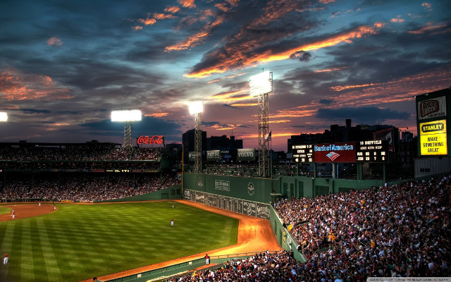 Baseball stadium crowd sunset clouds #4 free wallpaper for desktop - medium preview image