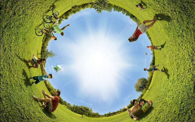 People laying grass circle sky #2 free wallpaper for desktop - medium preview image