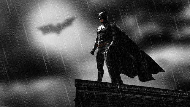 Man batman costume roof rain free wallpaper for desktop - medium preview image