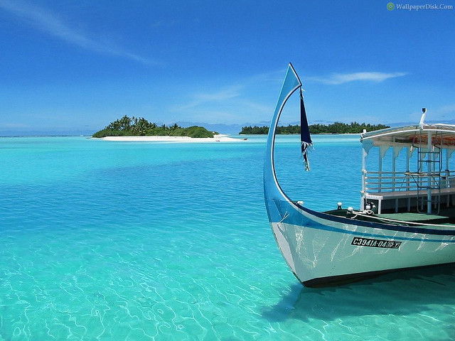 Tropical boat dock clear water #2 free wallpaper for desktop - medium preview image