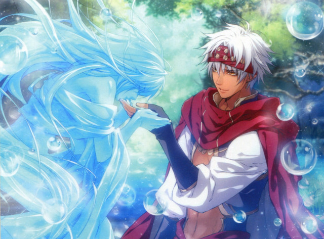 Anime couple bubbles trees background free wallpaper for desktop - medium preview image