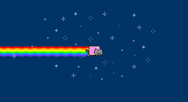 Computer game rainbow cat blue free wallpaper for desktop - medium preview image