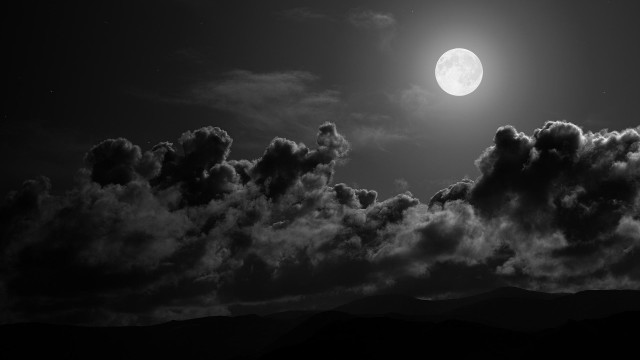 Full moon clouds mountains black #2 free wallpaper for desktop - medium preview image