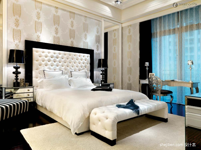 Bedroom large bed white rug free wallpaper for desktop - medium preview image