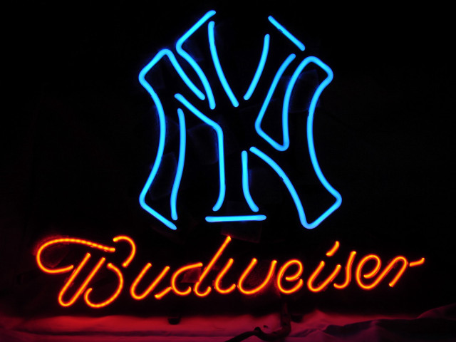 Neon budweiser dark room blue free wallpaper for desktop - medium preview image