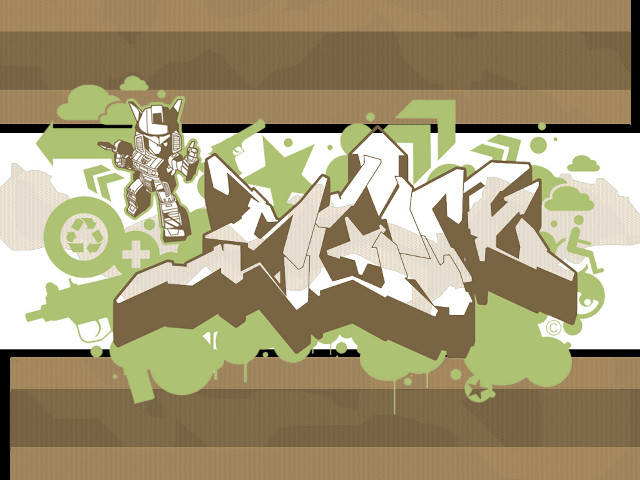 Graffiti art man green white free wallpaper for desktop - medium preview image