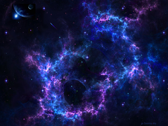 Space cluster blackhole aurora moon free wallpaper for desktop - medium preview image