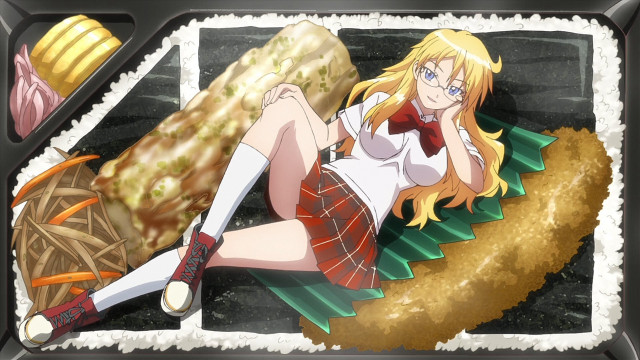 Girl school uniform table food free wallpaper for desktop - medium preview image