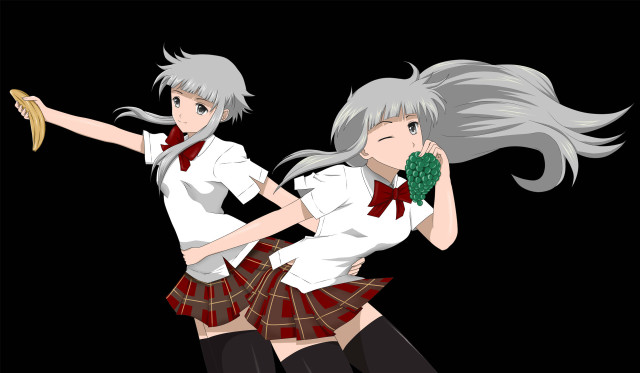 Anime girls banana peel red free wallpaper for desktop - medium preview image