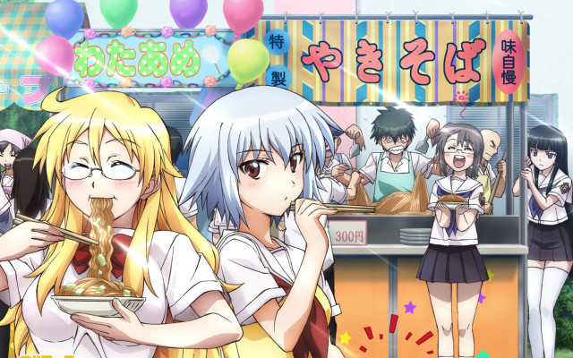 Girls food stand balloons background free wallpaper for desktop - medium preview image