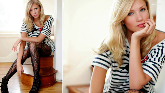 Emma geary striped shirt black free wallpaper for desktop - medium preview image