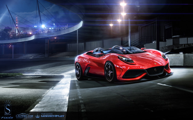 Red sports car night street #4 free wallpaper for desktop - medium preview image