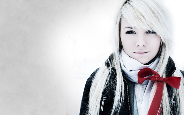Blonde woman red bow tie free wallpaper for desktop - medium preview image