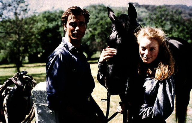 Man woman horse field trees free wallpaper for desktop - medium preview image