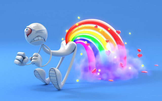 Cartoon character running rainbow cloud free wallpaper for desktop - medium preview image
