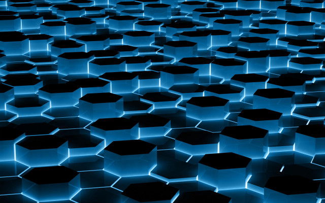 Blue black hexagonals large group free wallpaper for desktop - medium preview image
