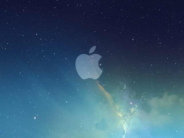 Apple logo blue background stars #6 free wallpaper for desktop - medium preview image