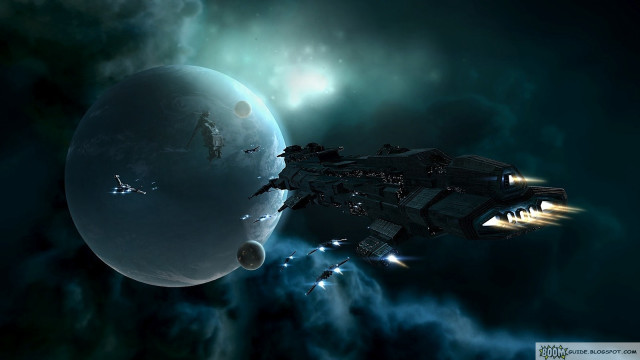 Space station giant planet rocket free wallpaper for desktop - medium preview image