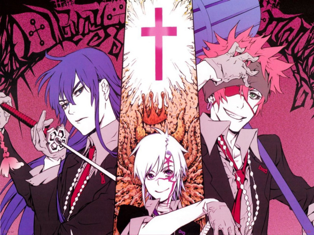 Anime characters cross wall pink free wallpaper for desktop - medium preview image