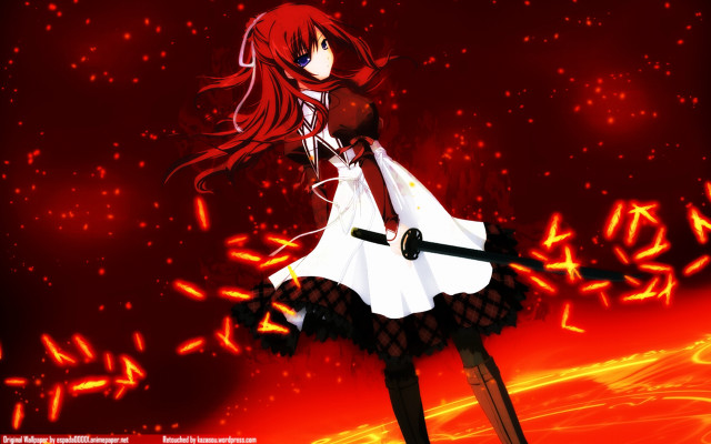 Girl dress tie sword red free wallpaper for desktop - medium preview image