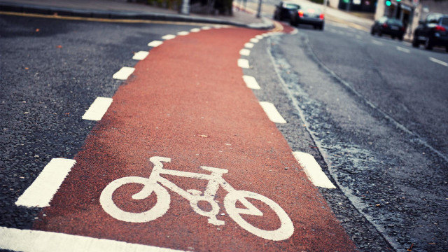 Bike lane street cars parked free wallpaper for desktop - medium preview image