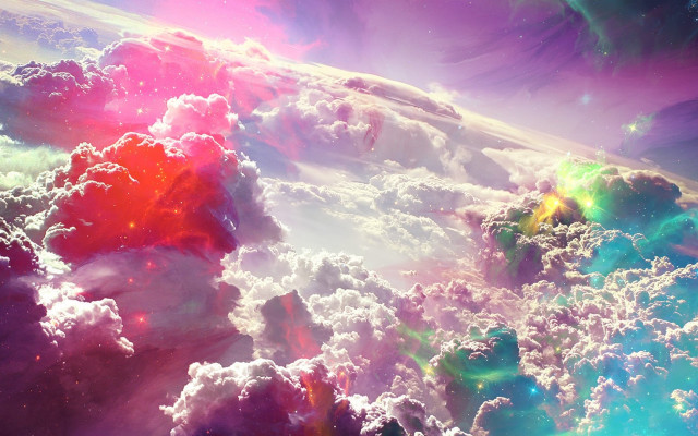 Colorful sky clouds rainbow background free wallpaper for desktop - medium preview image