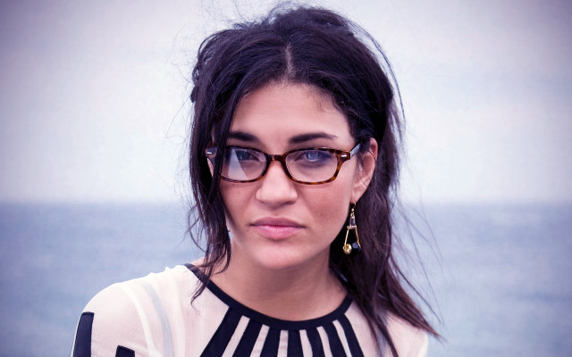 Woman glasses looking distance blue free wallpaper for desktop - medium preview image