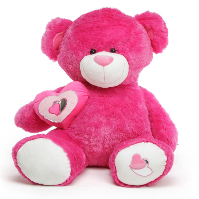 Pink teddy bear heart white free wallpaper for tablet - medium preview image
