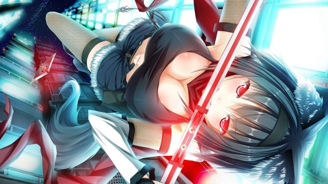 Woman sword red dress female free wallpaper for desktop - medium preview image