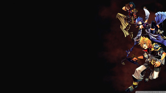 Anime characters dark background red free wallpaper for desktop - medium preview image