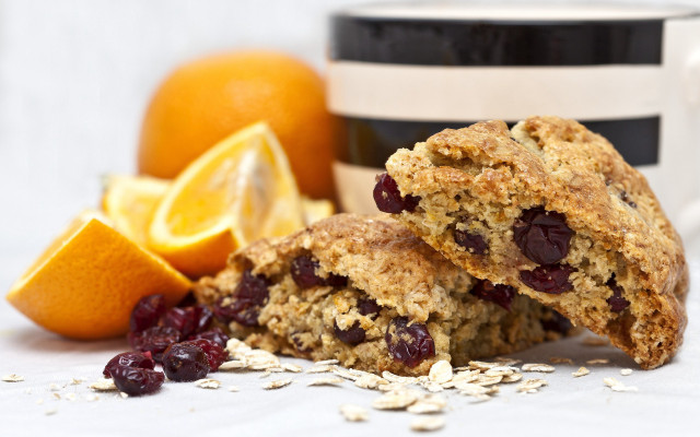 Muffin cranberries oranges coffee breakfast free wallpaper for desktop - medium preview image