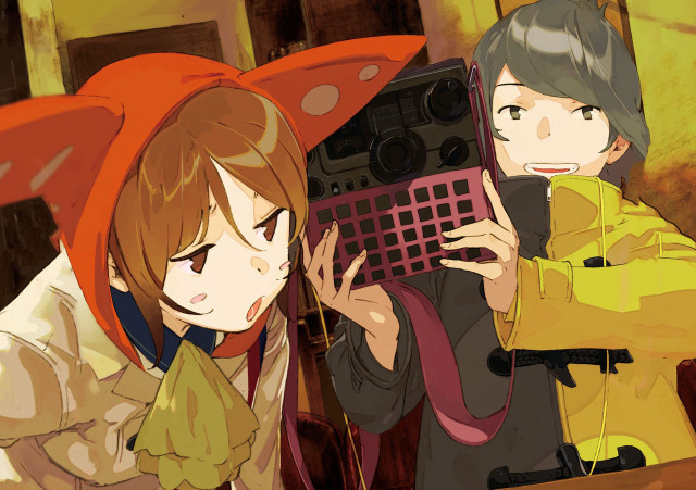 Two people holding radio smiling free wallpaper for desktop - medium preview image