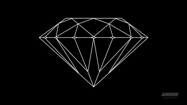 Diamond black background white outline free wallpaper for desktop - medium preview image