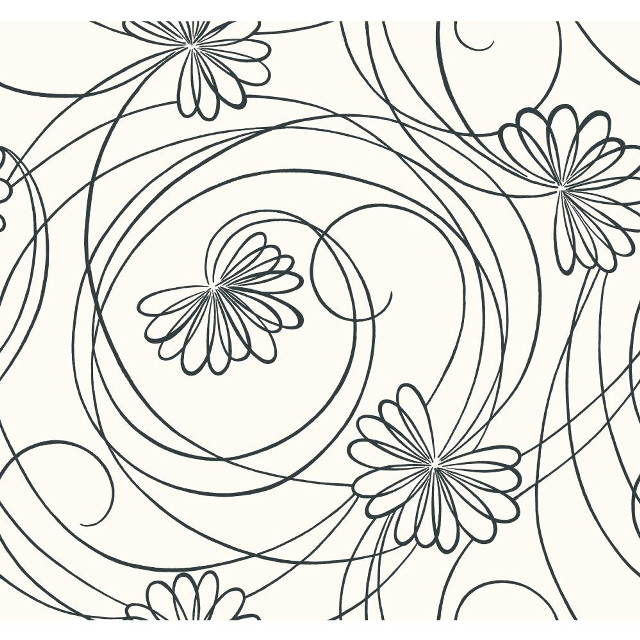 Black white drawing flowers swirls free wallpaper for tablet - medium preview image