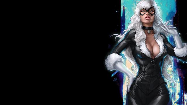 Catwoman glasses bodysuit whitecat digitalart free wallpaper for desktop - medium preview image