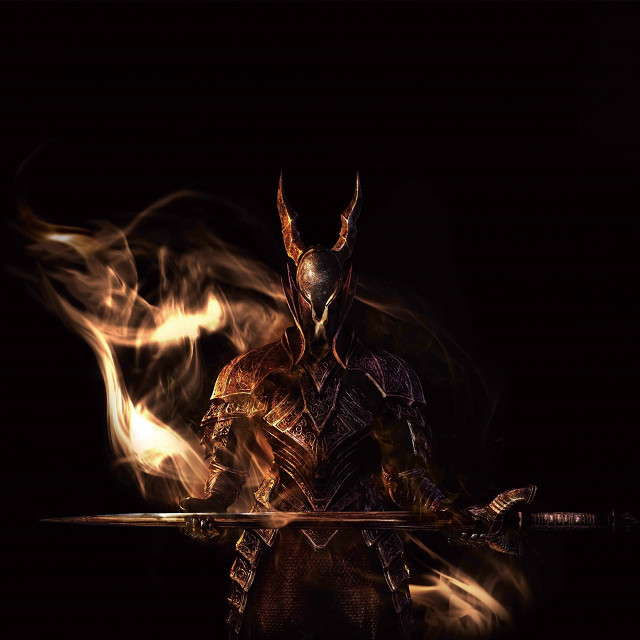 Man armor sword fire dark free wallpaper for tablet - medium preview image