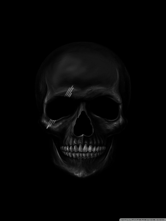 Skull black white cigarette dark #2 free wallpaper for mobile - medium preview image