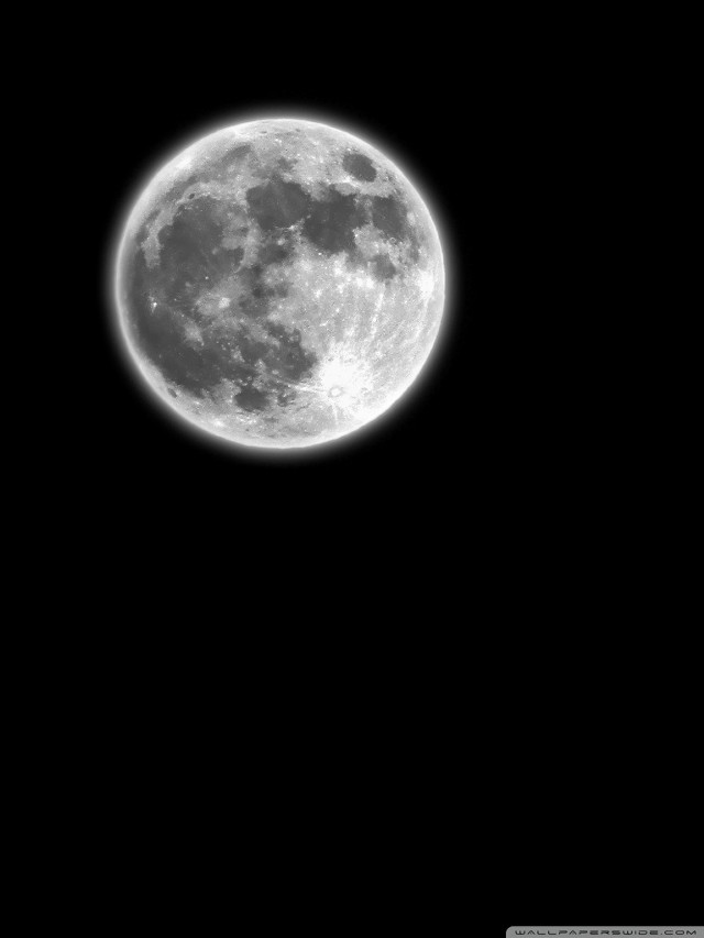 Full moon black background white free wallpaper for mobile - medium preview image