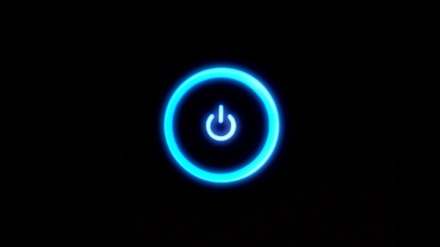 Blue light up button black free wallpaper for desktop - medium preview image