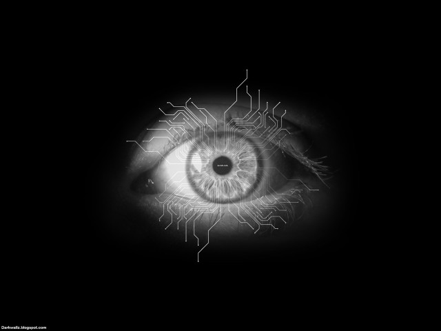 Cybernetic eye iris pattern monochrome free wallpaper for desktop - medium preview image