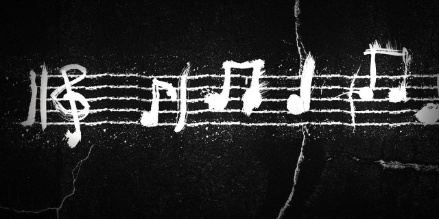Music note black white cinematic free wallpaper for desktop - medium preview image