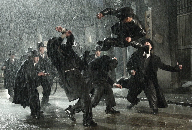 Men suits hats dancing rain free wallpaper for desktop - medium preview image