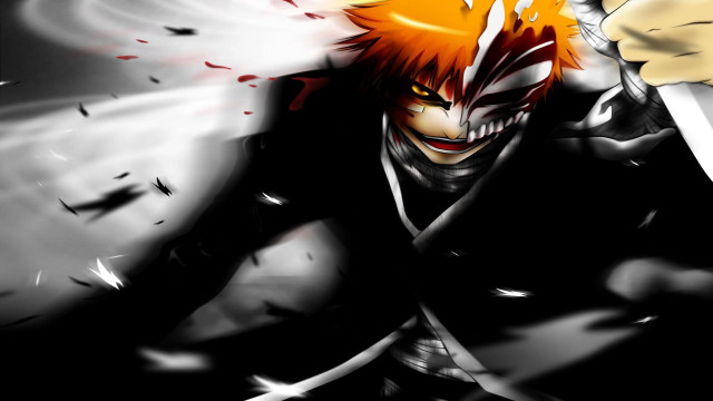 Man orange hair sword hand free wallpaper for desktop - medium preview image