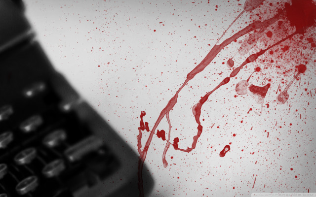 Typewriter blood stains black white free wallpaper for desktop - medium preview image