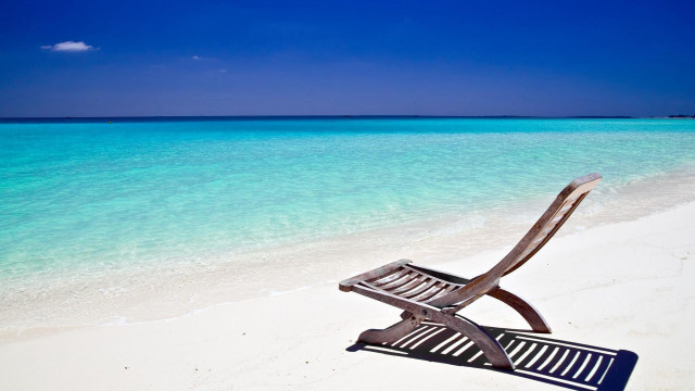 Chair beach ocean blue sky #2 free wallpaper for desktop - medium preview image