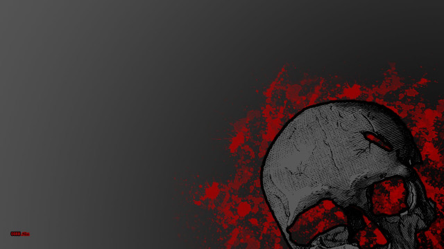 Skull red background black background free wallpaper for desktop - medium preview image